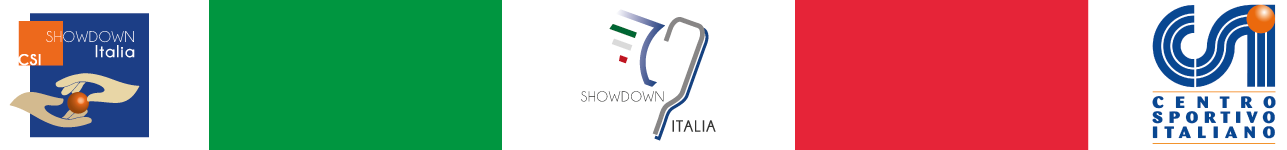 Banner contenente il logo di Showdown Italia, l'immagine della bandiera italiana e il logo del CSI.